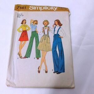 1975 Simplicity Sewing Pattern Misses Skirt Pants Detachable Suspenders /‎ #6371